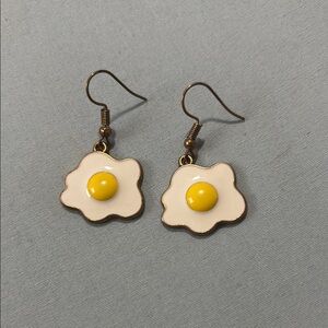 Egg Design Earrings with Yellow and Cream Accents